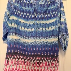 Kim Rogers Blue and Pink Patterned Blouse